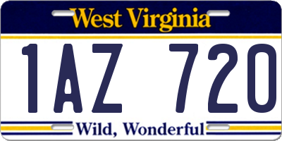 WV license plate 1AZ720