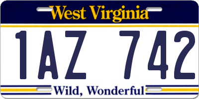 WV license plate 1AZ742