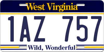 WV license plate 1AZ757