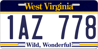 WV license plate 1AZ778