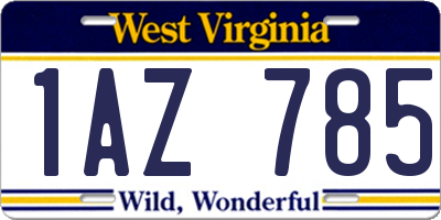 WV license plate 1AZ785