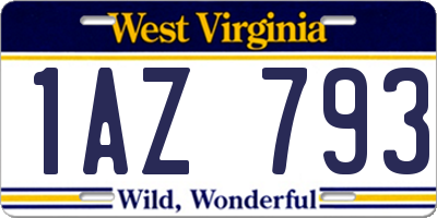 WV license plate 1AZ793