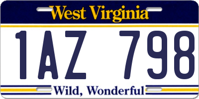 WV license plate 1AZ798