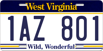 WV license plate 1AZ801