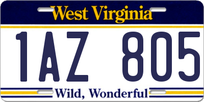 WV license plate 1AZ805