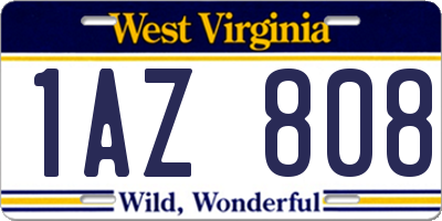WV license plate 1AZ808