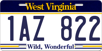 WV license plate 1AZ822