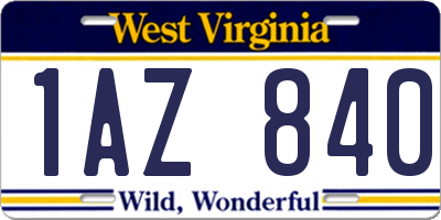 WV license plate 1AZ840