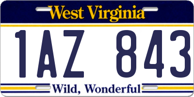 WV license plate 1AZ843
