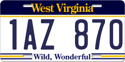 WV license plate 1AZ870