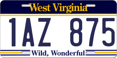WV license plate 1AZ875