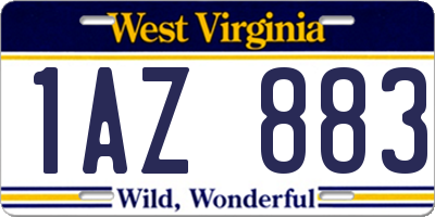 WV license plate 1AZ883