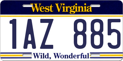 WV license plate 1AZ885