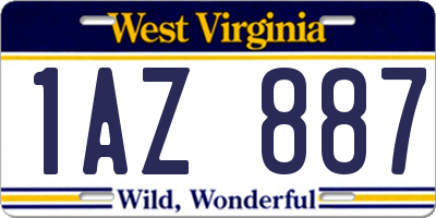WV license plate 1AZ887
