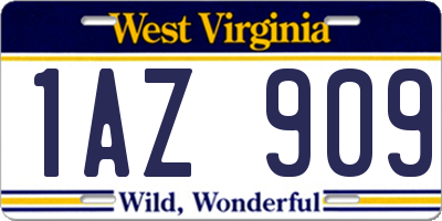 WV license plate 1AZ909