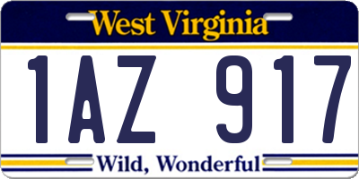 WV license plate 1AZ917