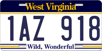 WV license plate 1AZ918