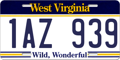 WV license plate 1AZ939