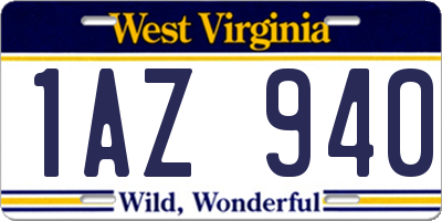 WV license plate 1AZ940