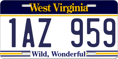 WV license plate 1AZ959