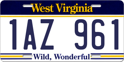 WV license plate 1AZ961