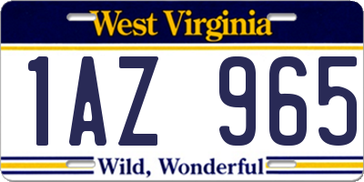 WV license plate 1AZ965
