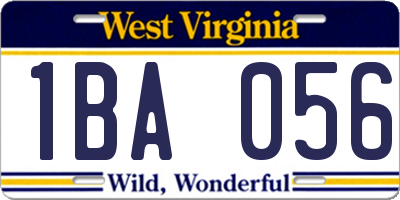 WV license plate 1BA056