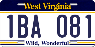 WV license plate 1BA081