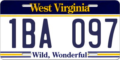 WV license plate 1BA097