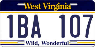 WV license plate 1BA107
