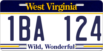WV license plate 1BA124