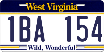 WV license plate 1BA154