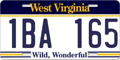 WV license plate 1BA165