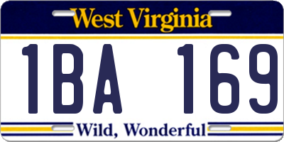 WV license plate 1BA169