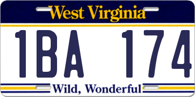 WV license plate 1BA174