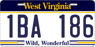 WV license plate 1BA186