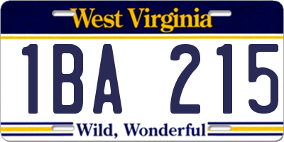 WV license plate 1BA215
