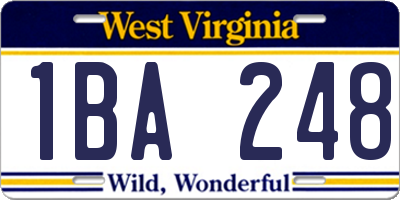WV license plate 1BA248
