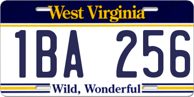 WV license plate 1BA256