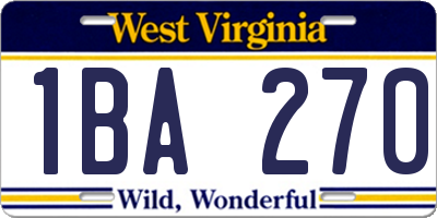 WV license plate 1BA270