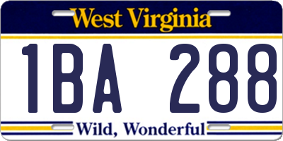 WV license plate 1BA288