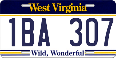 WV license plate 1BA307