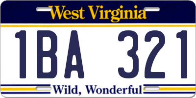 WV license plate 1BA321