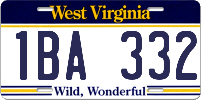 WV license plate 1BA332