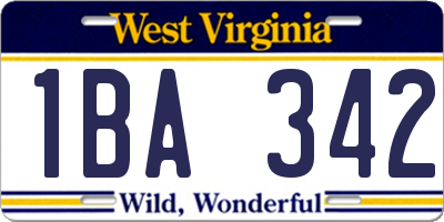 WV license plate 1BA342