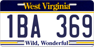 WV license plate 1BA369