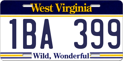 WV license plate 1BA399