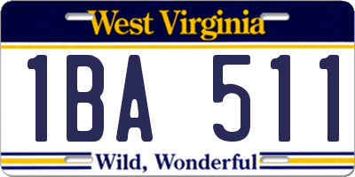 WV license plate 1BA511
