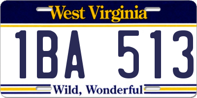 WV license plate 1BA513