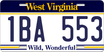 WV license plate 1BA553